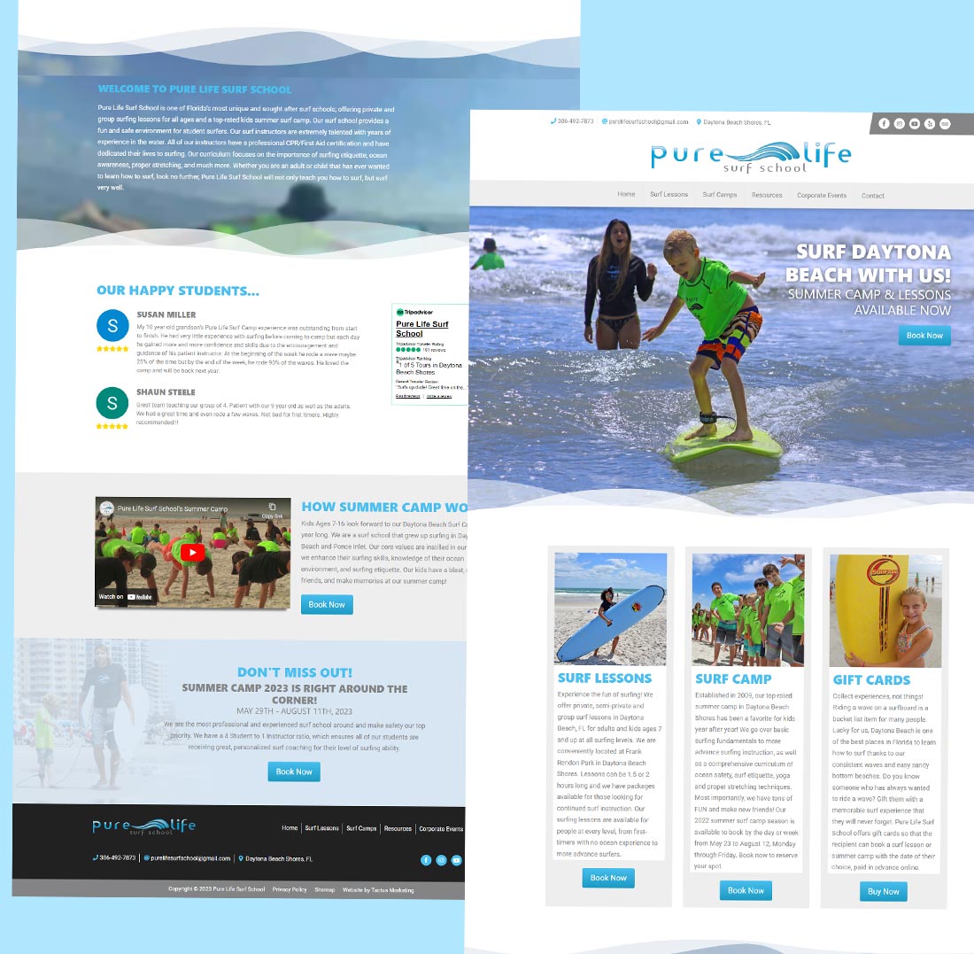 Pure Life Surf School Home Page