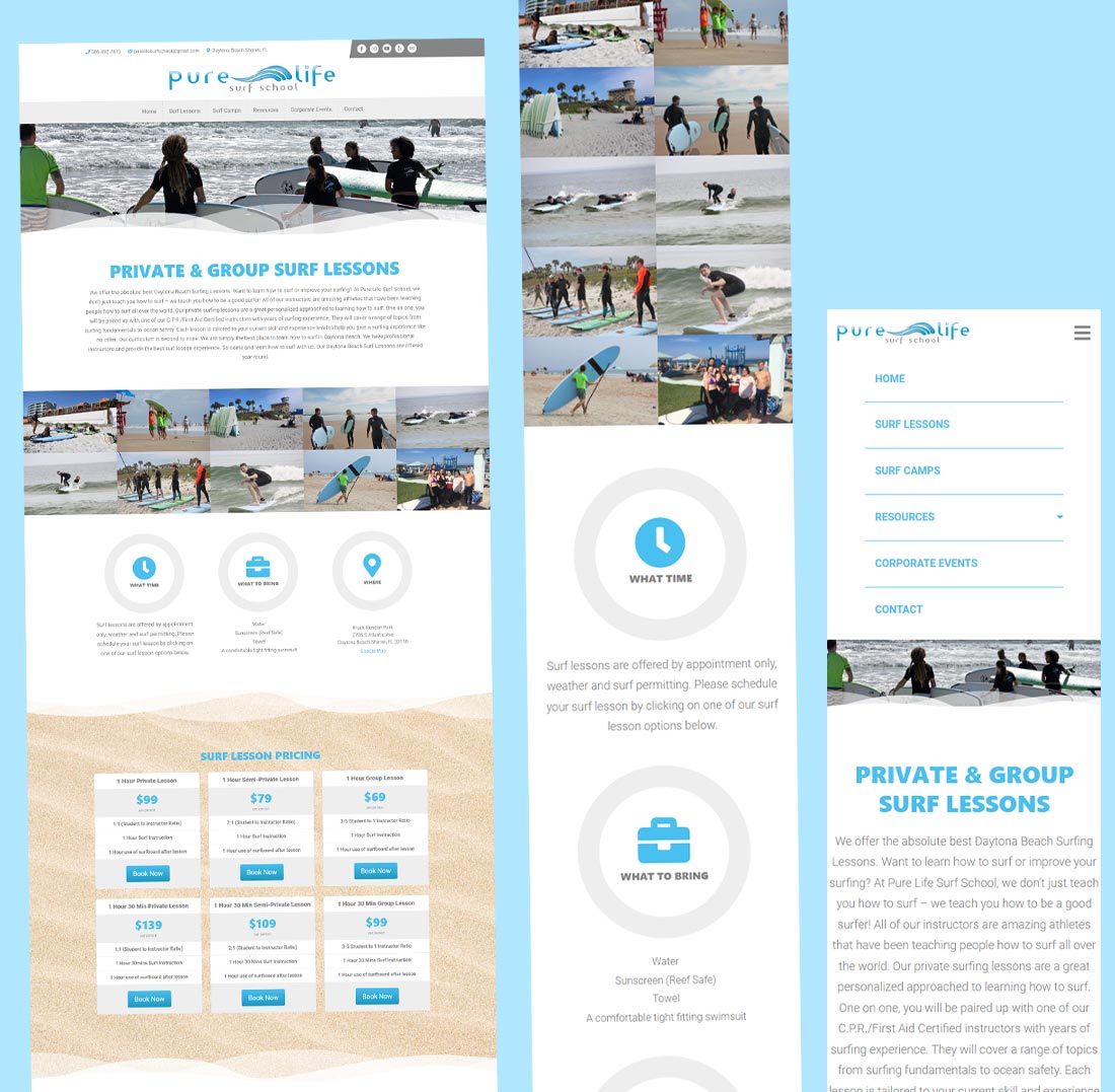 Pure Life Surf School Surf Lessons Page