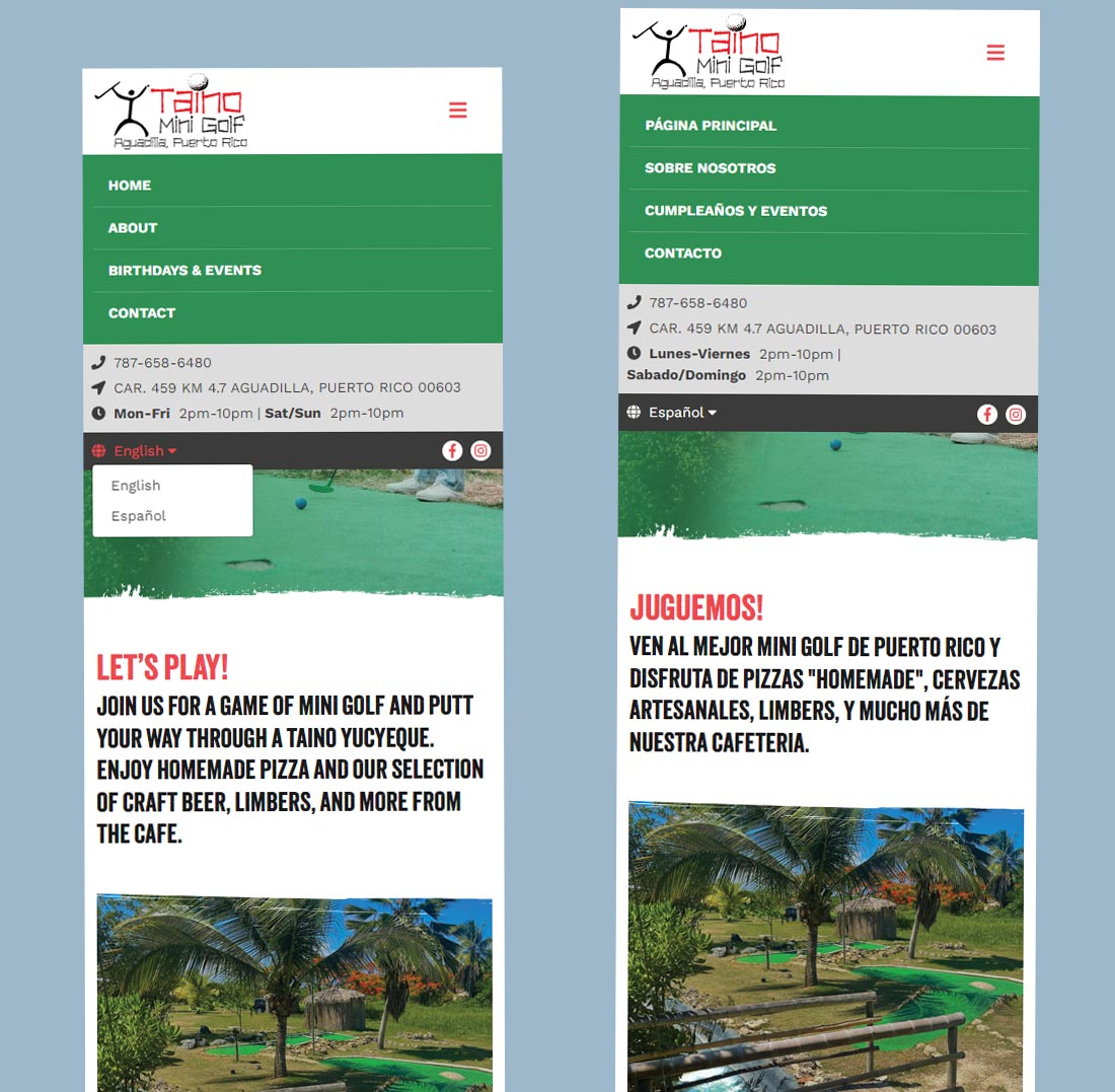 Taino Mini Golf Language Pages
